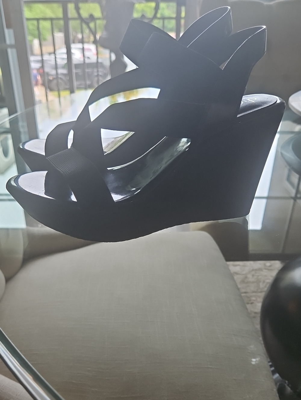 Women’s Black Wedge Sandals - Comfortable Strappy Platform